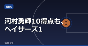 河村勇輝10得点も、ペイサーズ1点差でラプターズに惜敗
