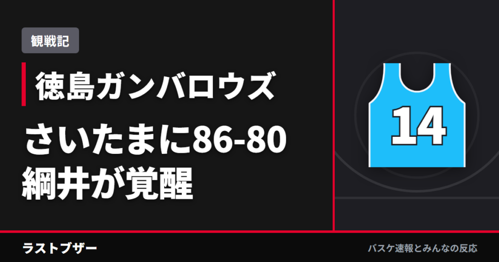 【バスケ徳島ガンバロウズ】さいたまに86-80で雪辱、綱井が覚醒したチームオフェンス(2025-26観戦記)