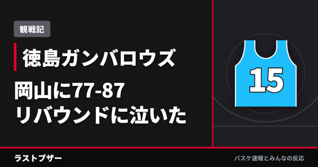 【バスケ徳島ガンバロウズ】岡山に77-87、ファールトラブルとスコットの高さに屈した2日目(2025-26観戦記)