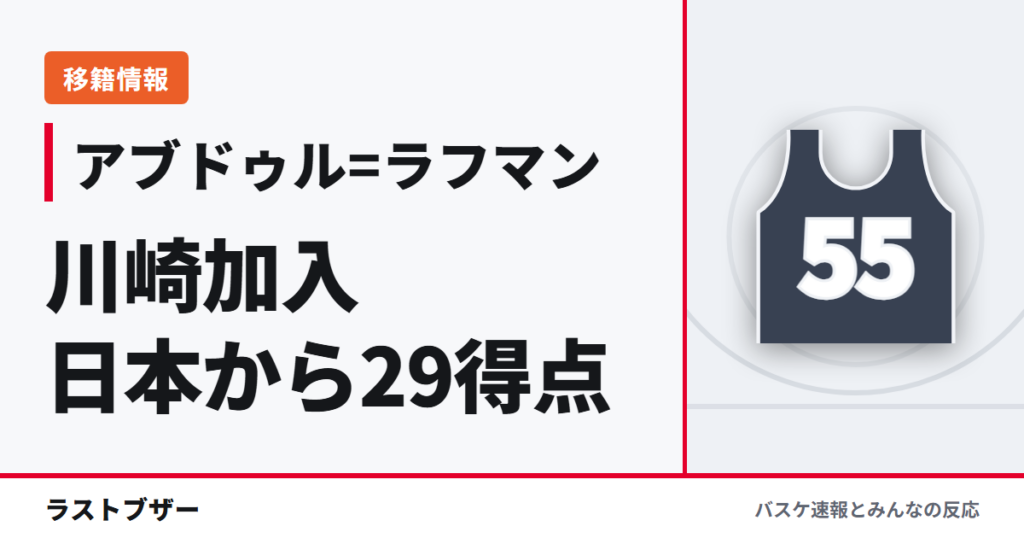 【川崎ブレイブサンダース】アブドゥル=ラフマン加入|日本戦29得点、サウジ代表エースがBリーグへ